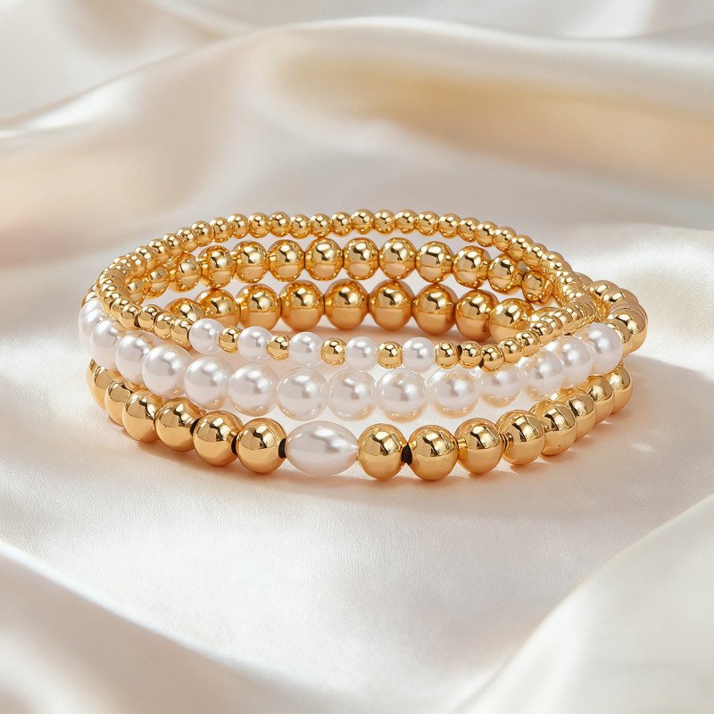 European and American Cross-Border Baroque Irregular Pearl Bracelet Layered Wear for Women 18K Gold Simple Niche Beaded Jewelry Wholesale