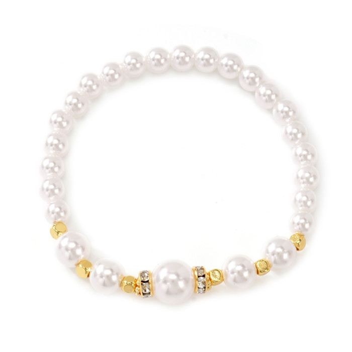 Amazon Wish Style Imitation Pearl Metal Copper Bead Bracelet Set of Four Vintage Versatile Women's Jewelry Set