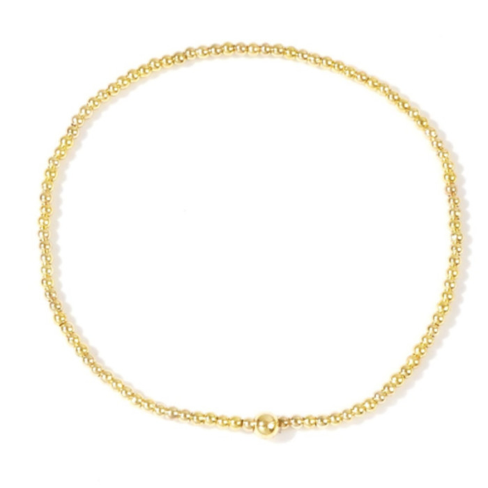 Bohemian Gold Plated Handmade Beaded Bracelet Gold Beads Bracelet Copper Beads Multi-Layer Stretch Jewelry, 24K Gold...