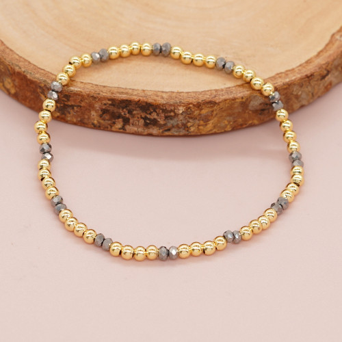 European and American Cross-Border Hot-Selling Bohemian Style Silver Crystal Copper Bead Bracelet Fashionable Versatile Jewelry