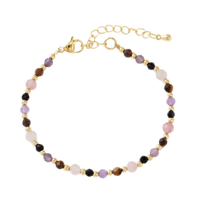 Niche Design Natural Stone Beaded Bracelet for Women Colorful Crystal Mix and Match Ins Style Adjustable Jewelry