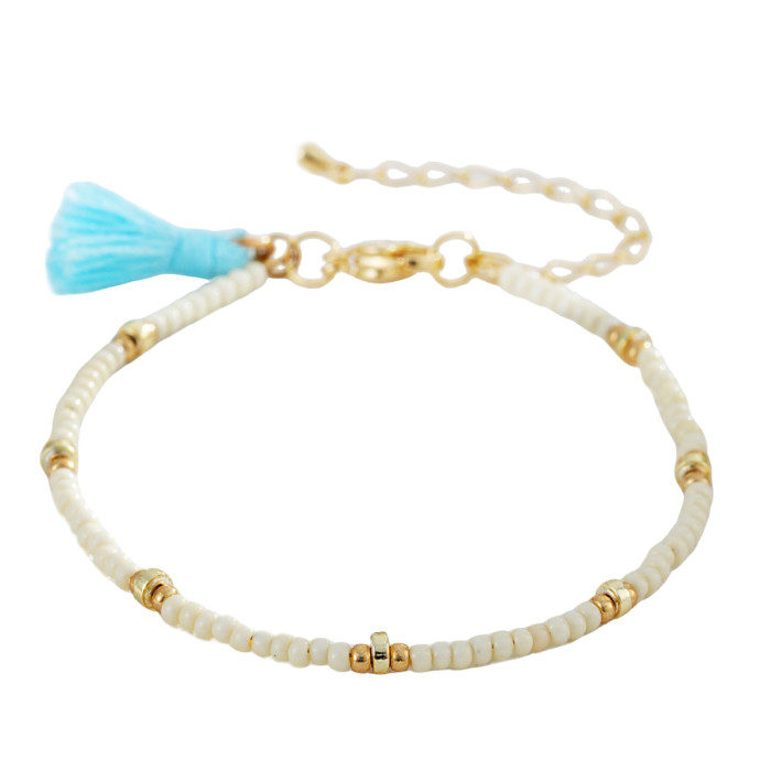 Forest Style Cotton Thread Tassel Bracelet Bright Red Contrast White Chain Lightweight and Lively Girl Style Hand Acc...