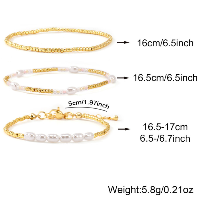 Personalized Design Gold Layered Jewelry Bracelet White Imitation Pearl Multi-Layer Bracelet Wholesale High-End Feel...