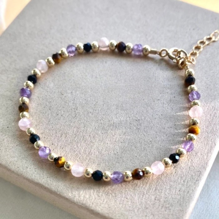 Niche Design Natural Stone Beaded Bracelet for Women Colorful Crystal Mix and Match Ins Style Adjustable Jewelry