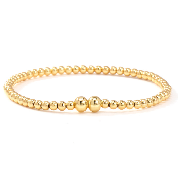 Ins Style Simple Smooth Round Bead Bracelet for Women, Metal Plated with 18K Gold, Best Friend Bracelet, Hot Selling...