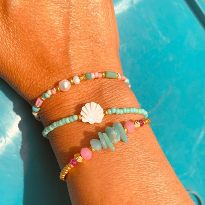Summer Natural Stone Beaded Bracelet Shell Imitation Pearl Decoration Niche Hand Jewelry Fresh Fashion Bracelet Gift...