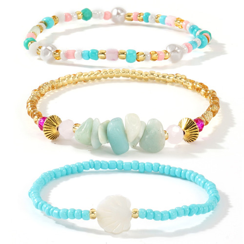 Summer Natural Stone Beaded Bracelet Shell Imitation Pearl Decoration Niche Hand Jewelry Fresh Fashion Bracelet Gift for Summer