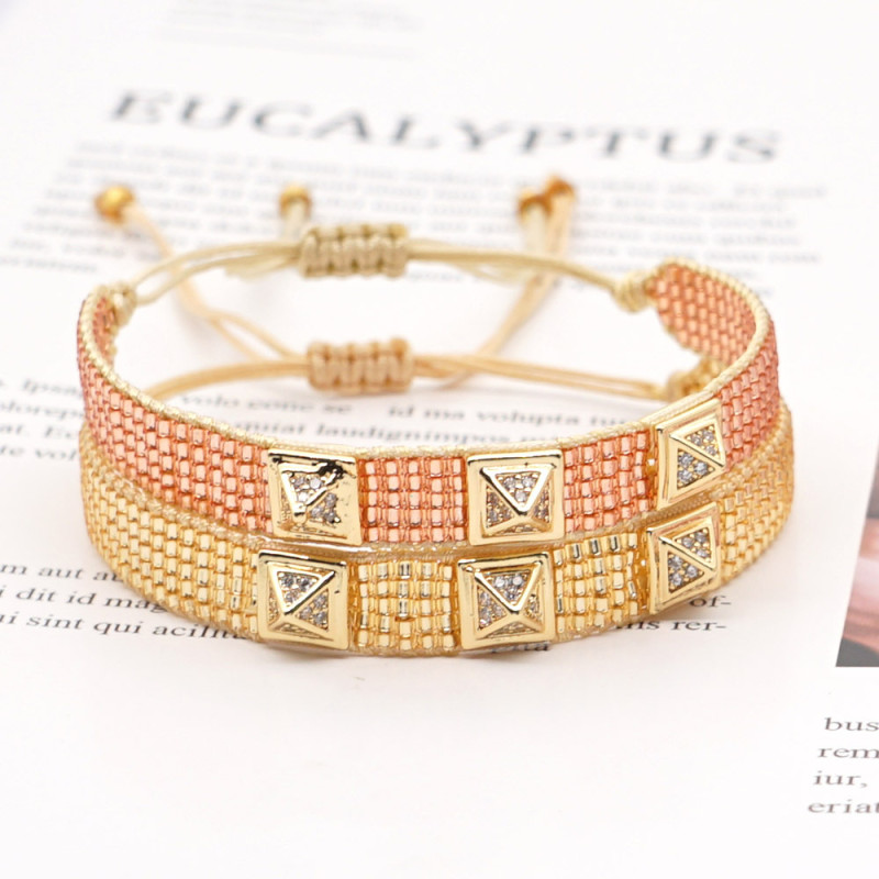 European and American Style Studded Bracelet Copper Inlaid Zircon Rivet Simple Couple Bracelet Unisex 18K Gold Plated Trendy Wholesale