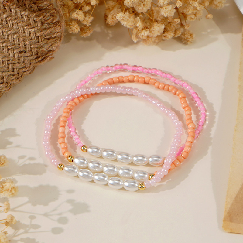 European and American Bohemian Beaded Elastic Bracelet Exquisite Handmade Best Friend Style Daily Travel Trendy Elegant Bracelet