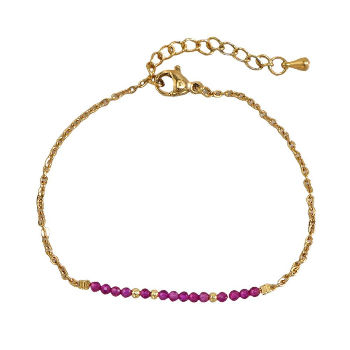 Niche High-End Semi-Precious Stone Bracelet for Women Fashionable Versatile Stainless Steel Bracelet Original New Sim...