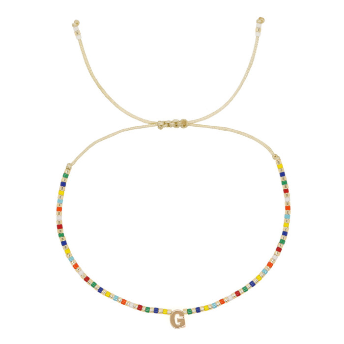 Amazon Hot-Selling Beaded Bracelet Fashion Simple Versatile Colorful Round Beads Adjustable Bracelet