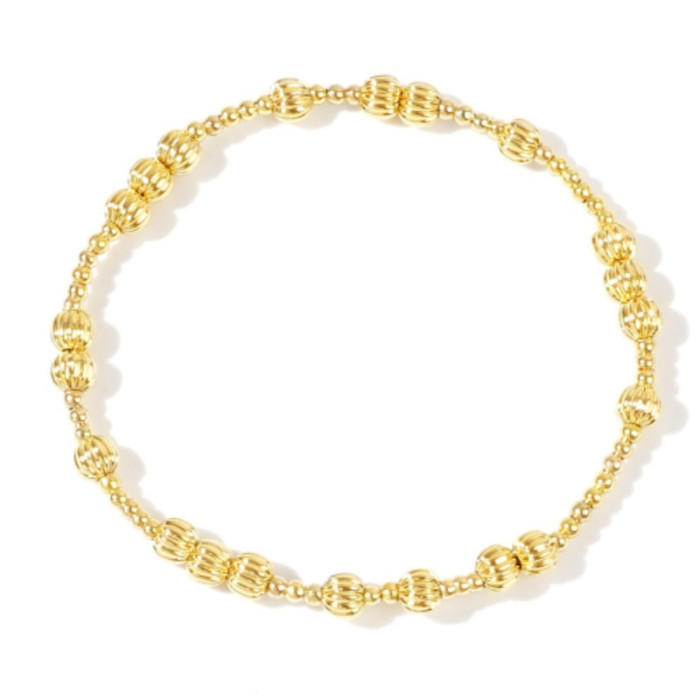 Bohemian Gold Plated Handmade Beaded Bracelet Gold Beads Bracelet Copper Beads Multi-Layer Stretch Jewelry, 24K Gold...