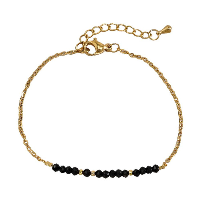 Niche High-End Semi-Precious Stone Bracelet for Women Fashionable Versatile Stainless Steel Bracelet Original New Sim...