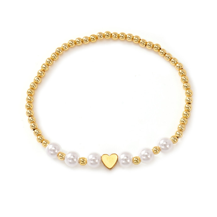Amazon Wish Style Imitation Pearl Metal Copper Bead Bracelet Set of Four Vintage Versatile Women's Jewelry Set