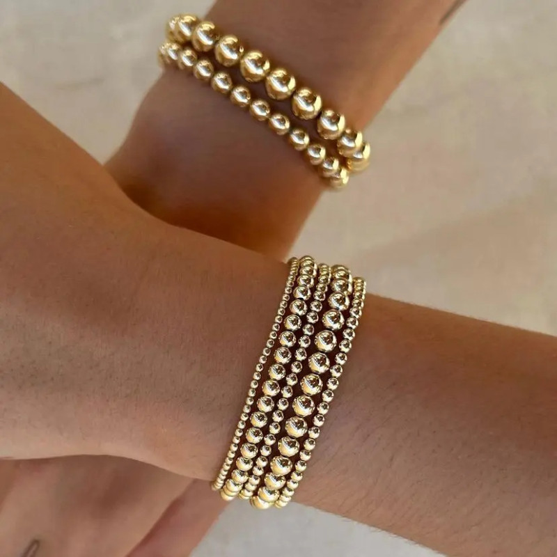 Cross-Border Hot-Selling Classic Gold Beaded Bracelet Versatile Adjustable Bracelet Unisex Jewelry Wholesale