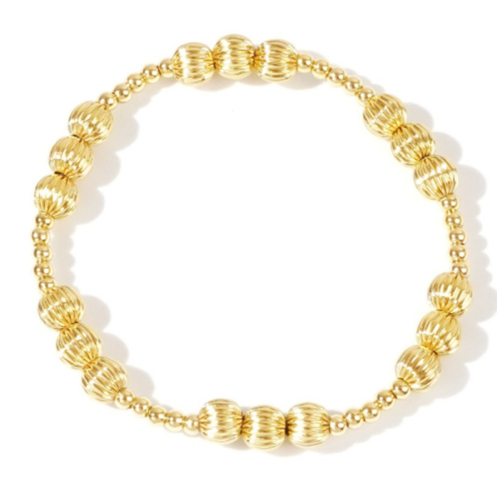 Bohemian Gold Plated Handmade Beaded Bracelet Gold Beads Bracelet Copper Beads Multi-Layer Stretch Jewelry, 24K Gold...