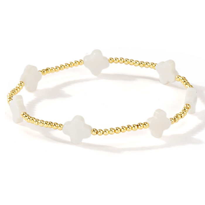 2025 Summer New European and American Style Imitation Pearl White Bracelet Seven-Piece Set Ins Simple High-End Feel Layered Jewelry