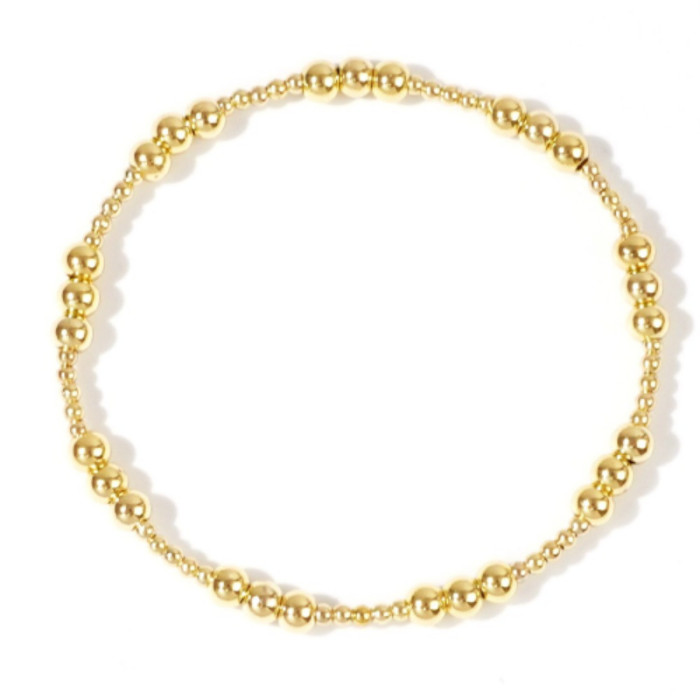 Bohemian Gold Plated Handmade Beaded Bracelet Gold Beads Bracelet Copper Beads Multi-Layer Stretch Jewelry, 24K Gold...