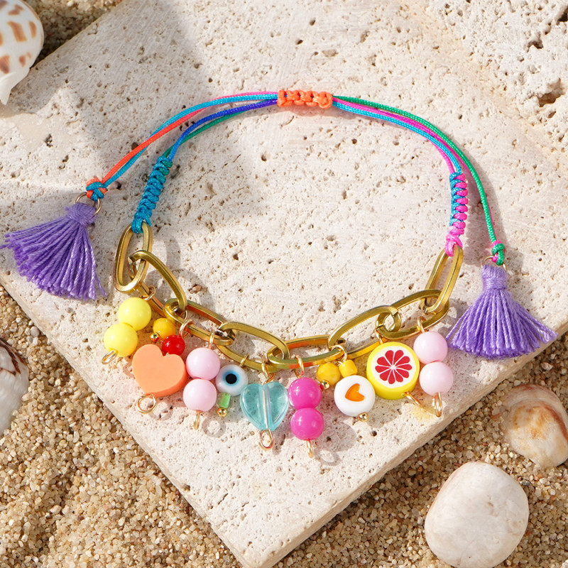 Cross-Border Hot-Selling Ins Style Soft Clay Bracelet Original Fashion Versatile Dopamine Handmade Adjustable Bracelet