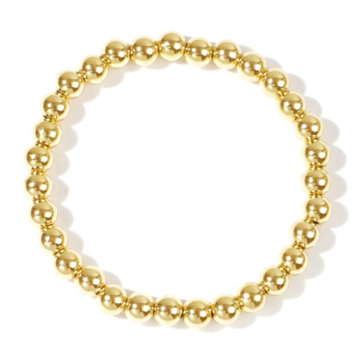Bohemian Gold Plated Handmade Beaded Bracelet Gold Beads Bracelet Copper Beads Multi-Layer Stretch Jewelry, 24K Gold...