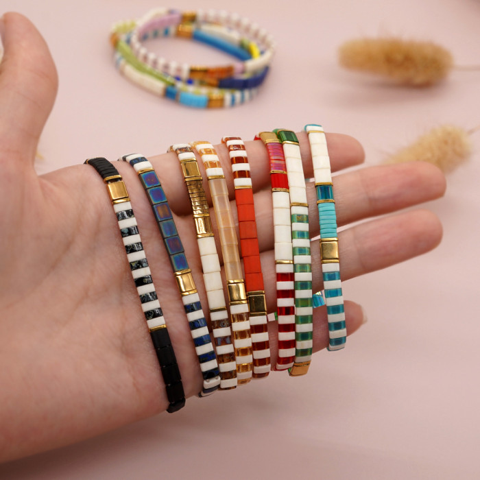 INS Same Style Tila Bead Red and White Color Matching Bracelet, Light Luxury Simple Summer Versatile Trendy Preferred...