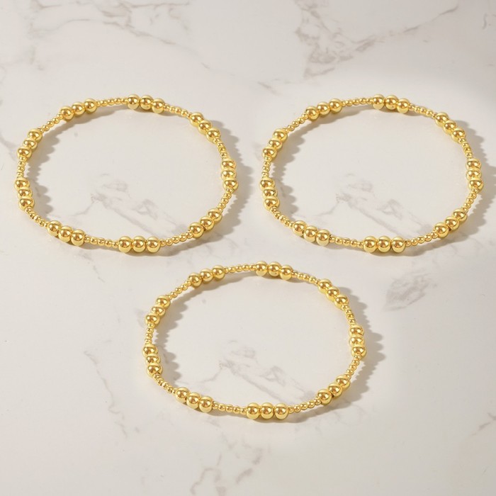 In Stock Wholesale Niche Original Design Pearl Gold Copper Bead Bracelet Layered Beaded Set Bracelet