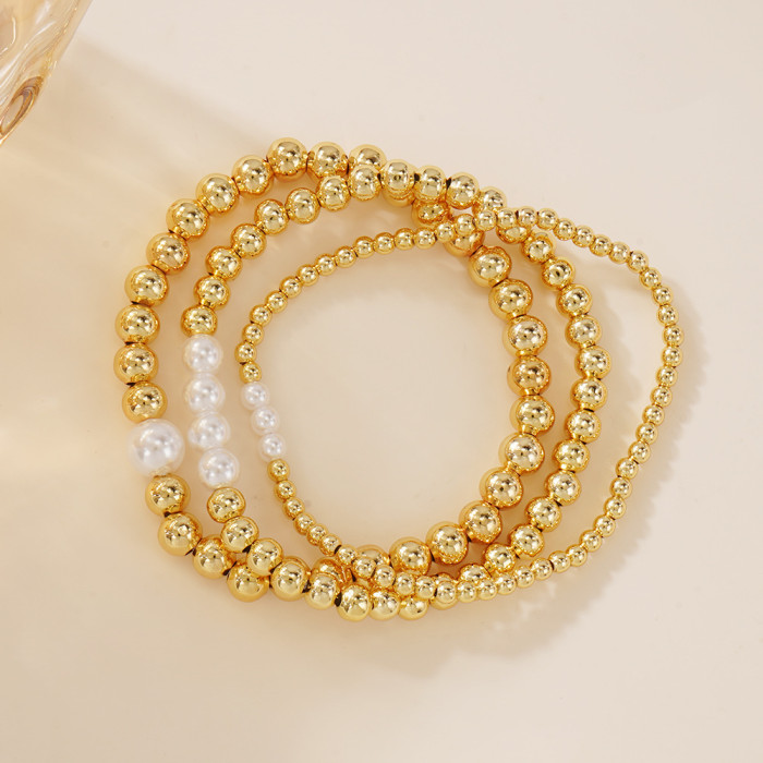 2025 New French Style Light Luxury Imitation Pearl Bracelet Irregular Gold Fragment Design Niche Retro Style Elegant Versatile