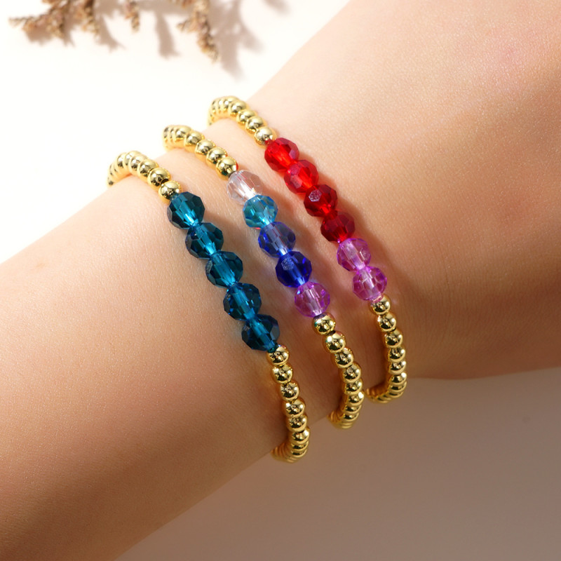 Exquisite Copper Bead Round Cut Crystal Bracelet Lightweight and Comfortable to Wear Enhances Outfit Sophistication Daily Accessory