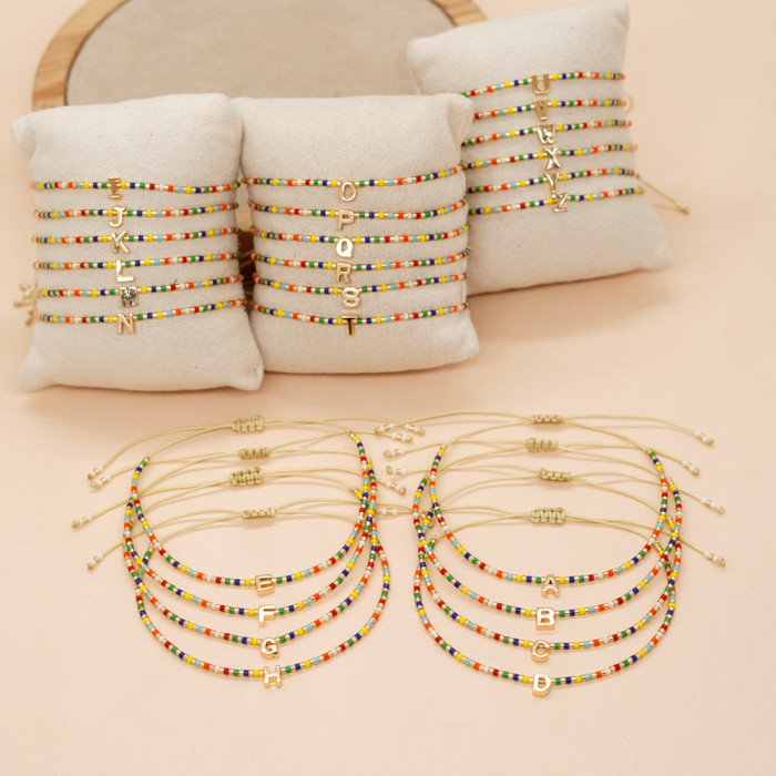 Amazon Hot-Selling Beaded Bracelet Fashion Simple Versatile Colorful Round Beads Adjustable Bracelet