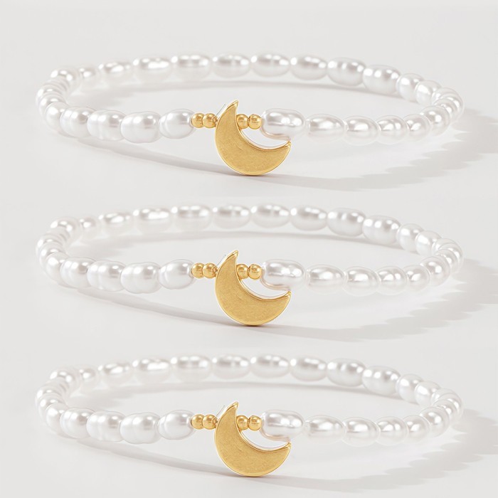 Valentine's Day Heart Imitation Pearl Bracelet Fresh Style Iron Gallstone Jewelry Bracelet Simple Elegant Style Jewelry