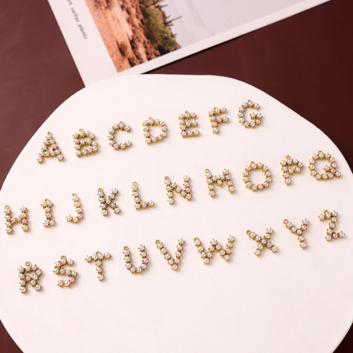 Cross-Border New Style Shell Pearl 26 English Alphabet Pendant Accessories Necklace Earrings Titanium Steel Vacuum Electroplating Non-Fading