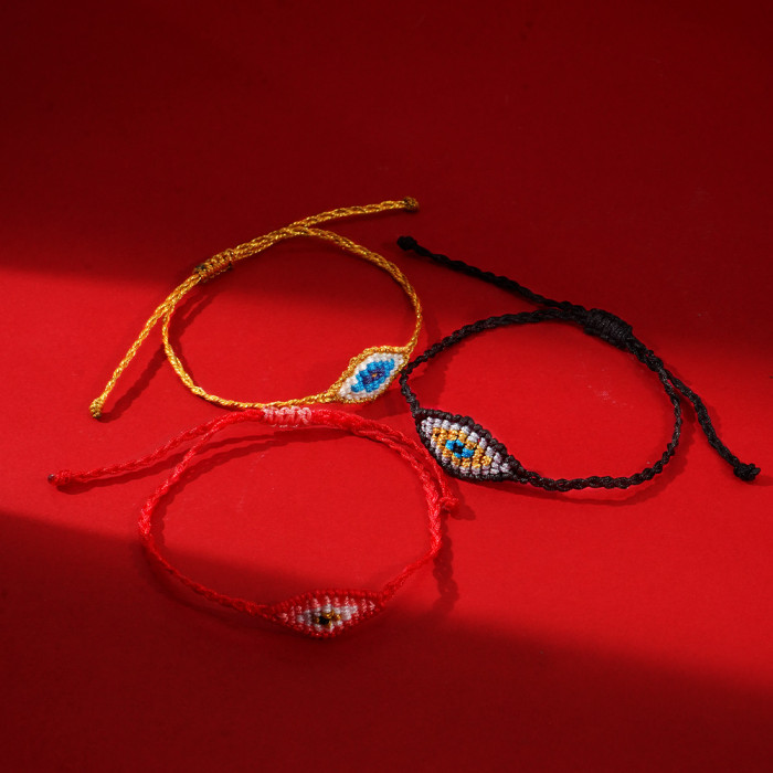 New Rhombus Devil's Eye Bracelet Red Jewelry Rope Handmade Adjustable Hot Sale