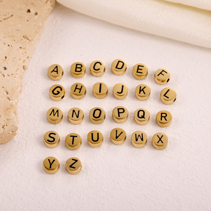 Hot Selling Alphabet Beads English Alphabet Beads Double-Sided Alphabet Round DIY Bracelet Beading Accessories Wholesale