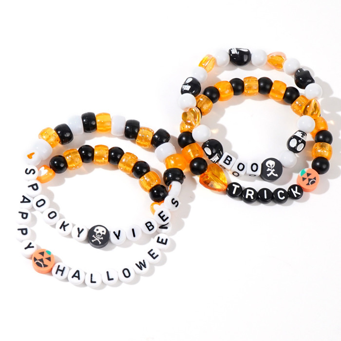 Halloween Pumpkin Ghost Hand-painted Beaded Bracelet DIY Creative Ghost Theme Exclusive In-stock Jewelry