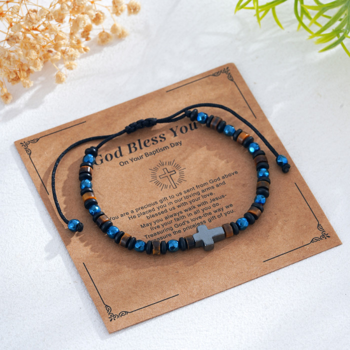 1688 Hot Sale Multicolor Beaded Cross Bracelet Trendy Jewelry Wholesale Best-Selling Item Preferred for Stocking