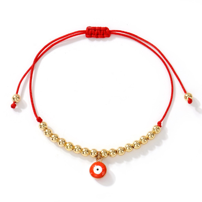 Hot-Selling Bohemian Light Luxury Copper Bead Bracelet Red Rope European Bead Evil Eye Essential for Elegant Goddess