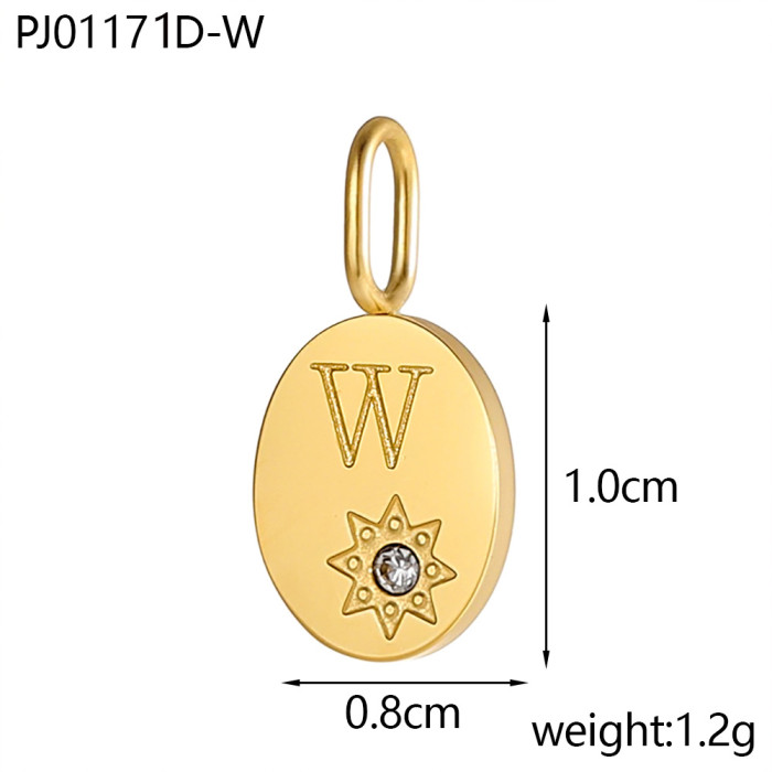 Amazon Hot-Selling Stone-Studded Heart 26 Letter Pendant Necklace Earrings Pendant DIY Accessories Wholesale