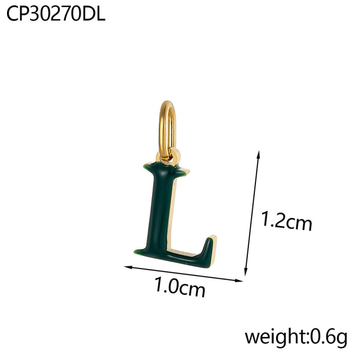 Hot-Selling Colorful 26 English Letter Pendant Oil Drop Stainless Steel Vacuum Electroplating Accessories DIY Accessories