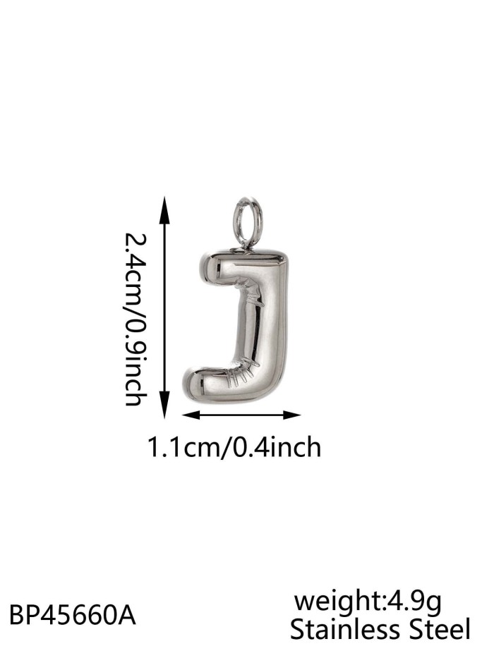 Hot-Selling Fashion Stainless Steel Chubby Bubble Steel Color 26 Letters New Playful Design Letter Accessories, Jewelry
