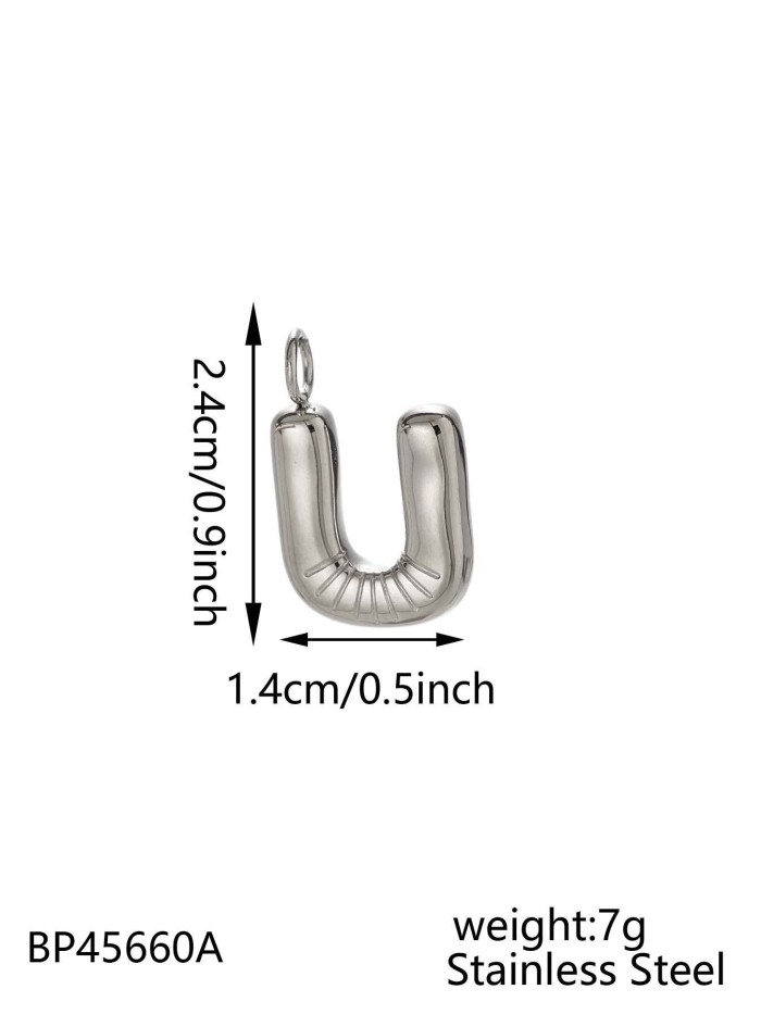 Hot-Selling Fashion Stainless Steel Chubby Bubble Steel Color 26 Letters New Playful Design Letter Accessories, Jewelry