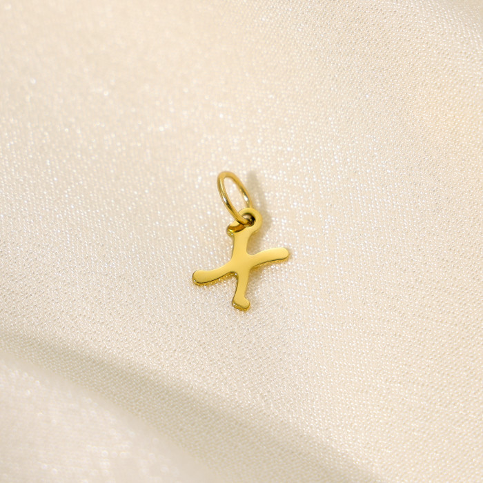 European and American Cross-Border Hot Selling Simple Smooth Stainless Steel 26 English Alphabet Pendant Titanium Steel DIY Jewelry Accessories Wholesale