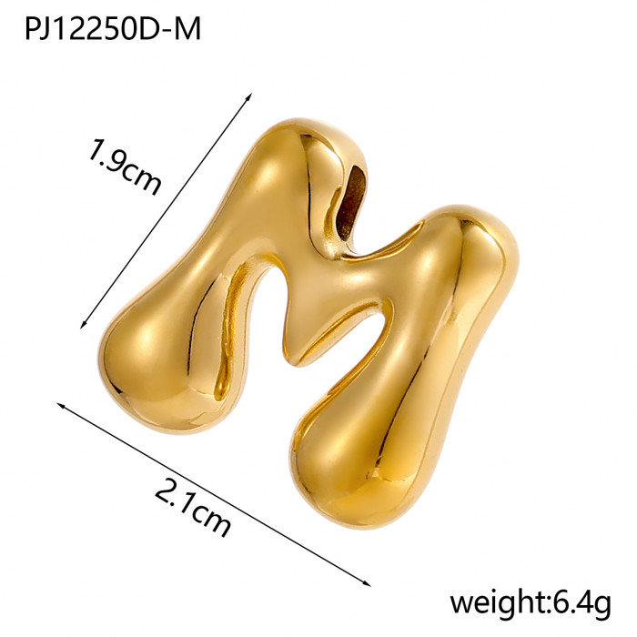 Cross-Border Golden Glossy Balloon Bubble Chubby Q Version Cute DIY 26 English Alphabet Pendant Necklace Accessories