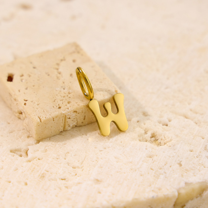 Cross-Border Amazon Stainless Steel 26 English Fat Body Letter Pendant Gold-Plated DIY Necklace Earring Accessories Wholesale