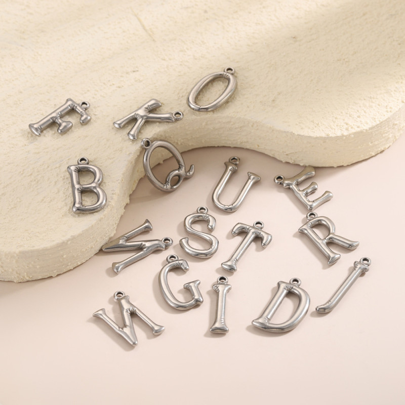 European and American Cross-Border Hot-Selling Fashion Simple Stainless Steel English Letter Necklace Pendant DIY Jewelry Accessories Wholesale