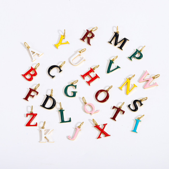 Hot-Selling Colorful 26 English Letter Pendant Oil Drop Stainless Steel Vacuum Electroplating Accessories DIY Accessories