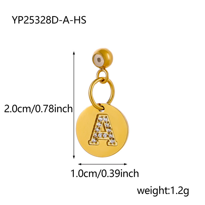 Cross-Border Hot-Selling Fashion Simple Light Luxury Versatile 14K Round Pendant with Diamond-Studded Letter Pendant Accessories for Daily Wear