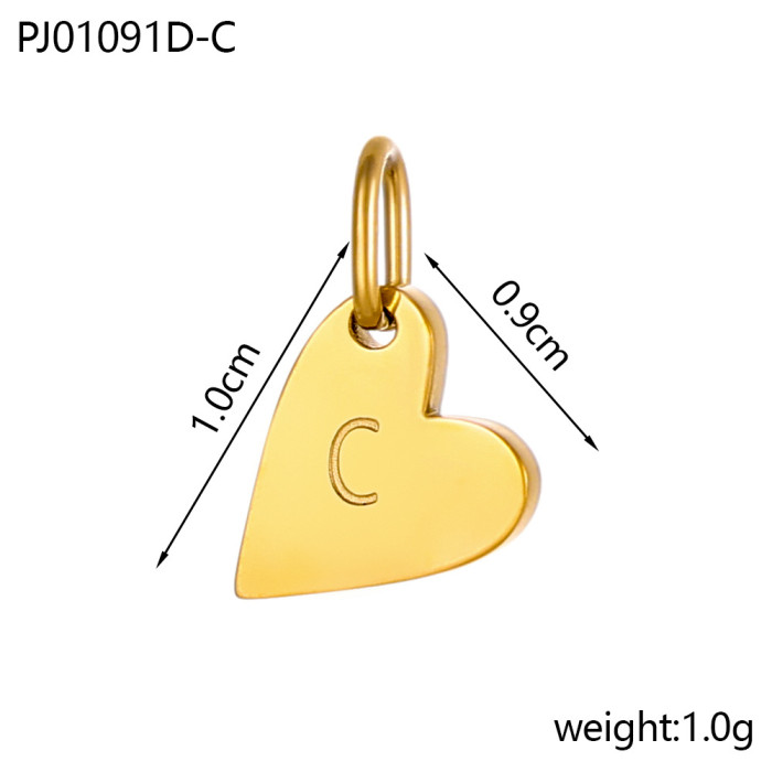Amazon Hot-Selling Simple Smooth 14K Gold Heart 26 Letter Pendant Necklace Earrings Charms DIY Accessories
