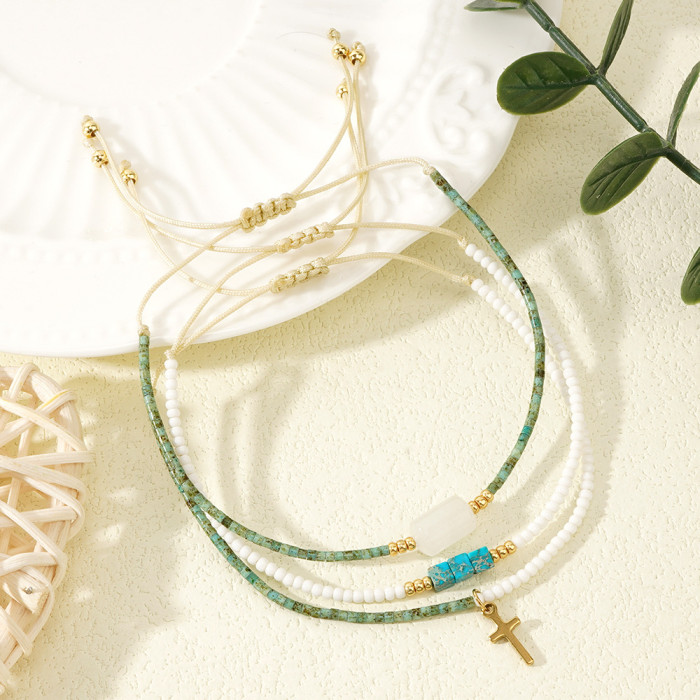 2025 New Cross Natural Stone Bracelet Daily Commute Wear Gift Hand Jewelry Stall Hot Item Bracelet