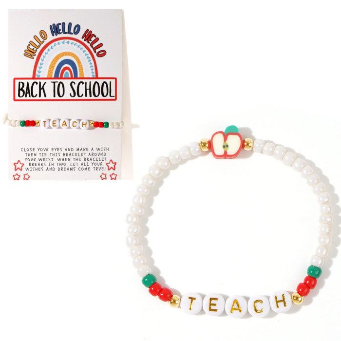 European and American Simple Fashion Letter Jewelry Niche High-End Imitation Pearl Bracelet for Women Versatile Elegant Elastic Bracelet