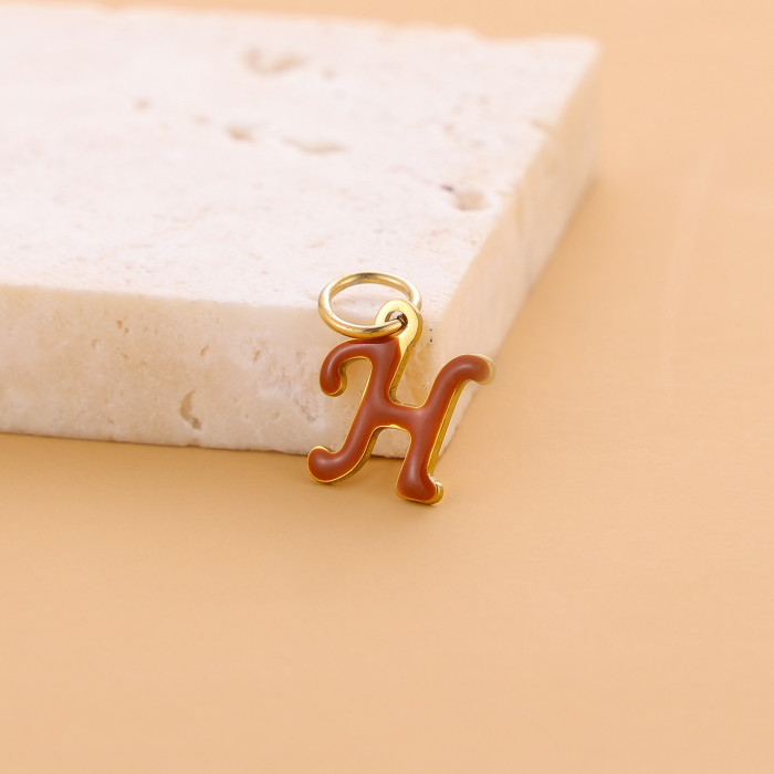 Hot-Selling Colorful 26 English Letter Pendant Oil-Drip Titanium Steel Vacuum Electroplating Accessories DIY Accessor...